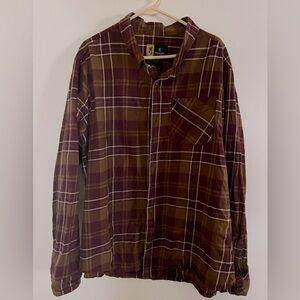 NWOT Browning Flannel Shirt Red and Brown Plaid Button Up Shirt 100% Cotton
